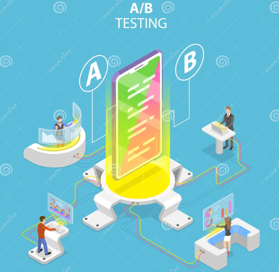 Illustration comparing a meaningless A/B test loop to a real experiment with two different outcomes